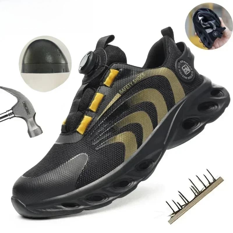 Nieuwe Safetys Schoen Roterende Knop Werkschoenen Mannen Anti-smash Anti-lek Schoenen Mode Mannen Sportschoenen Beveiliging Beschermende Laarzen