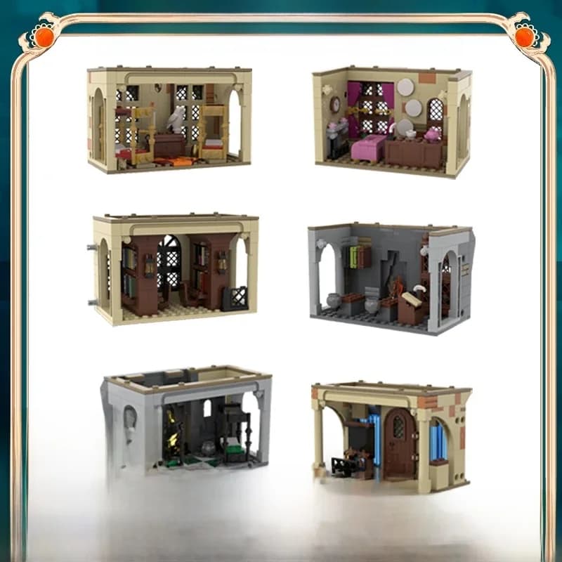 Kantoor Dorm Modulair Kasteel - Huis Keuken Bibliotheek Model Bouwstenen MOC Kamer van vereiste Architectuur Collectie Speelgoed
