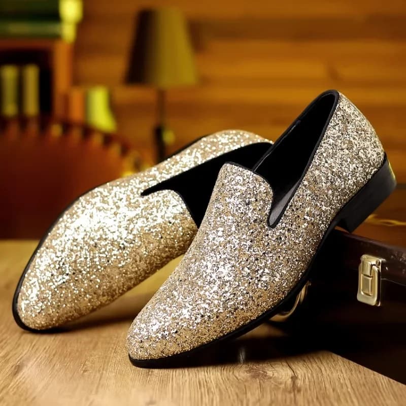 Luxe loafers herenschoenen goud zilver pailletten bruidsschoenen modieuze designer instappers hoge kwaliteit heren formele feest schoenen nieuw