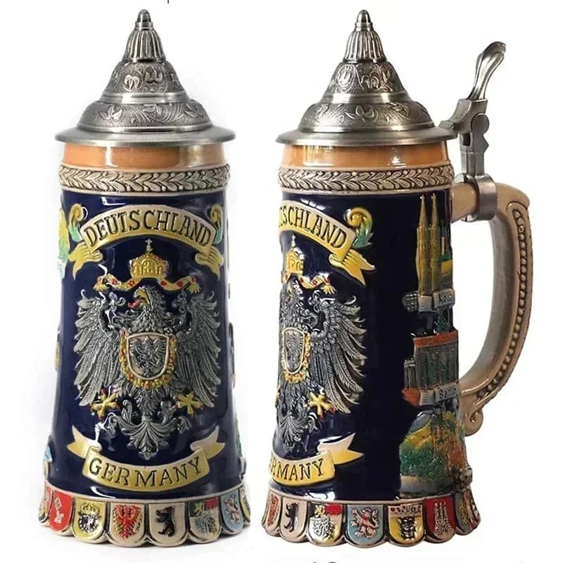 600ml Biermokken Grote Capaciteit Duitsland Geografisch Teken Klassieke Bierpul 3D & Hars Staal Roestvrij Tankard Cup Beste Fans Gift