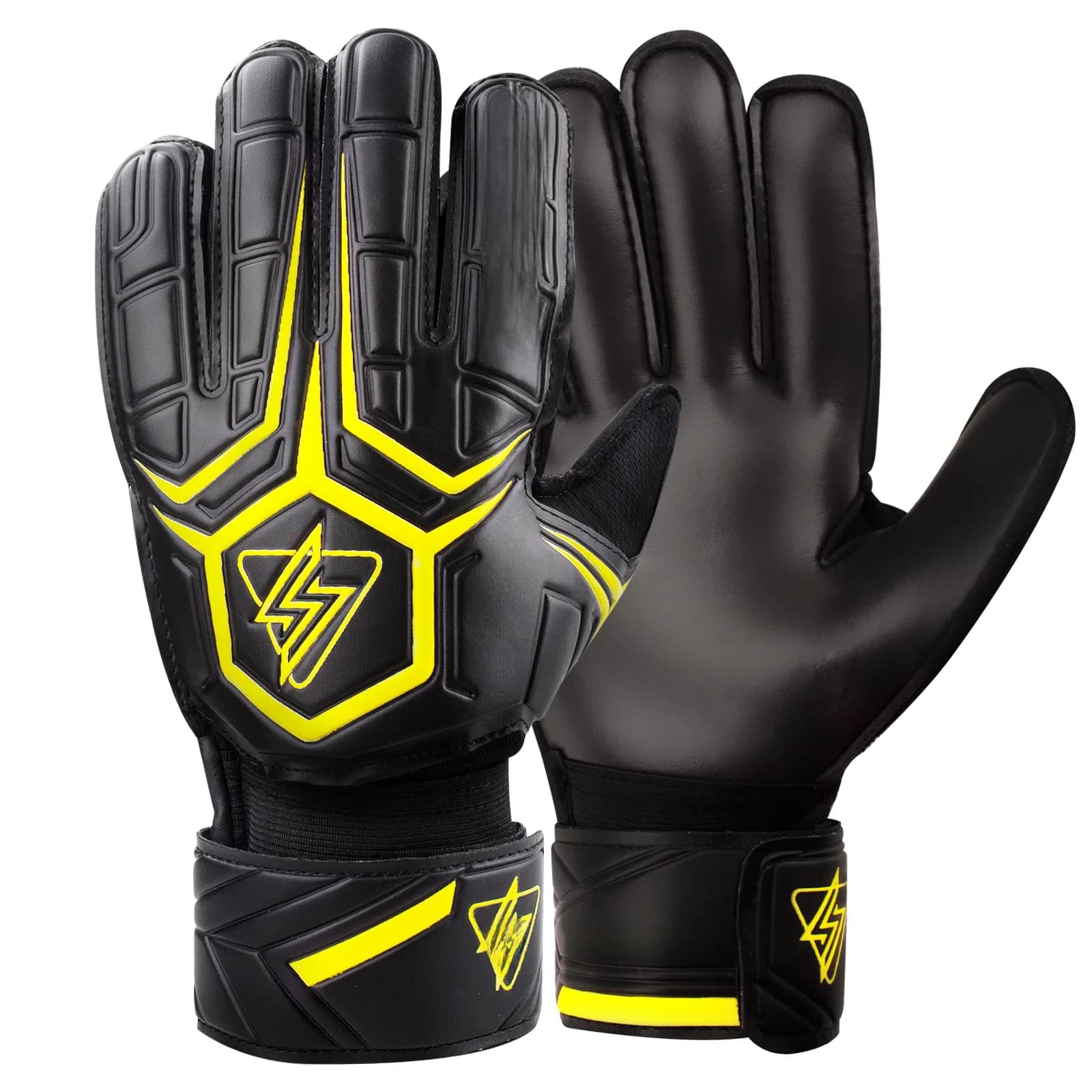 Sportout keepershandschoenen, keepershandschoenen met Fingersave, voetbalhandschoenen, ademende voetbal keepershandschoenen, 4 mm latex, voor kinderen