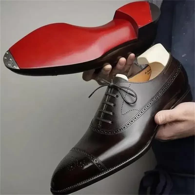 Oxfords Herenschoenen Rode zool Mode Zakelijk Casual Feest Banket Dagelijks Retro Gesneden Brogue-kledingschoenen met veters