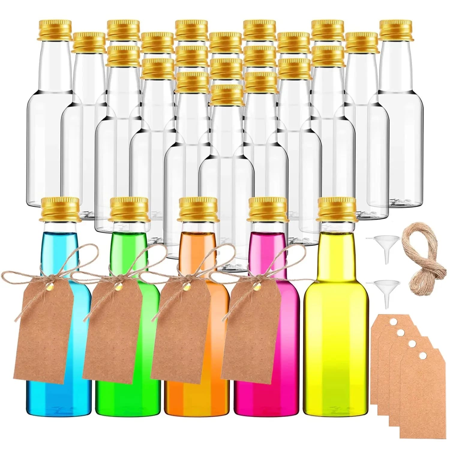 28 stuks mini-spirituosenflesjes, kleine flesjes voor feestfavoren. Het is geschikt voor elke vloeistof zoals alcohol, whisky, moonshine, tequila.