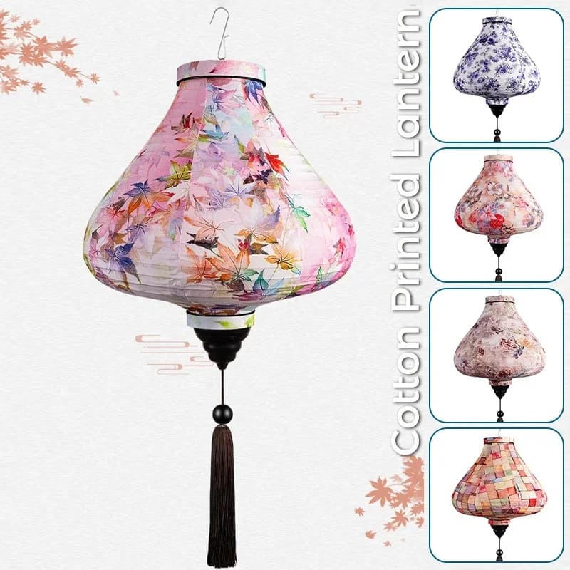 12/14 inch Oosterse Stijl Licht Paleis Lantaarn Chinees Bloemenpatroon Zijden Lantaarn Vietnam Mid Herfst Lente Festival Decor