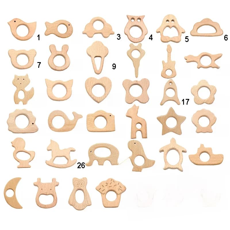 Chengkai 10Pcs Houten Bijtring Ring Diy Organische Eco-vriendelijke Natuur Baby Tandjes Grijpen Zintuiglijke Kauwen Hout Speelgoed Accessoires