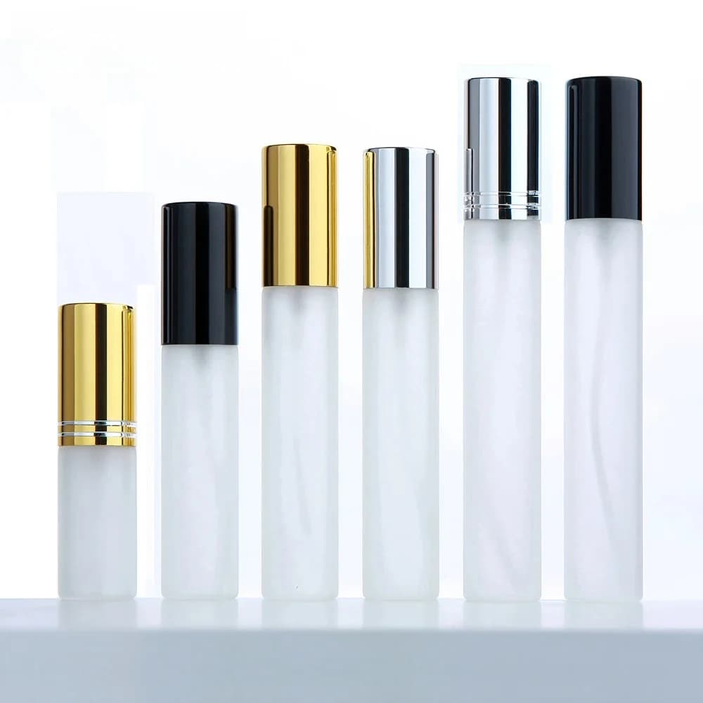 50 stks/partij 5 10 12 15 ml Matglas Parfumflesje Lege Cosmetische Containers Voor Reizen Spray Flessen Custom LOGO Betaal Extra