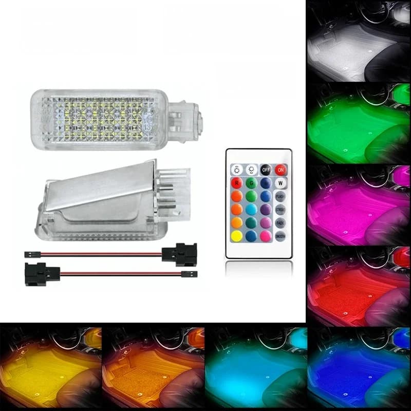 2x Rgb Led Voetenruimtebekleding Onder Deur Courtesy Kofferbak Verlichting Handschoenenkastje Lampen Voor Audi A1 A2 A3 A4 A5 a6 A8 Q5 Q7 Auto