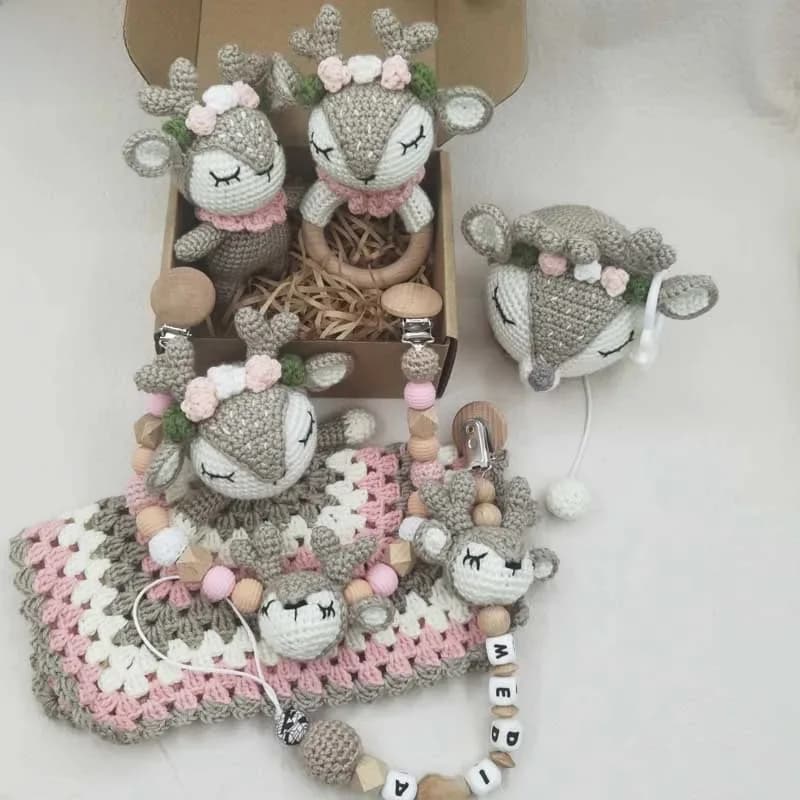Pasgeboren Mobiele Gym Educatief Ring Kinderziektes Speelgoed Baby Katoenen Baby Houten Ring Rammelaar Gehaakte Wol Speelgoed Aanpassen Speenketting