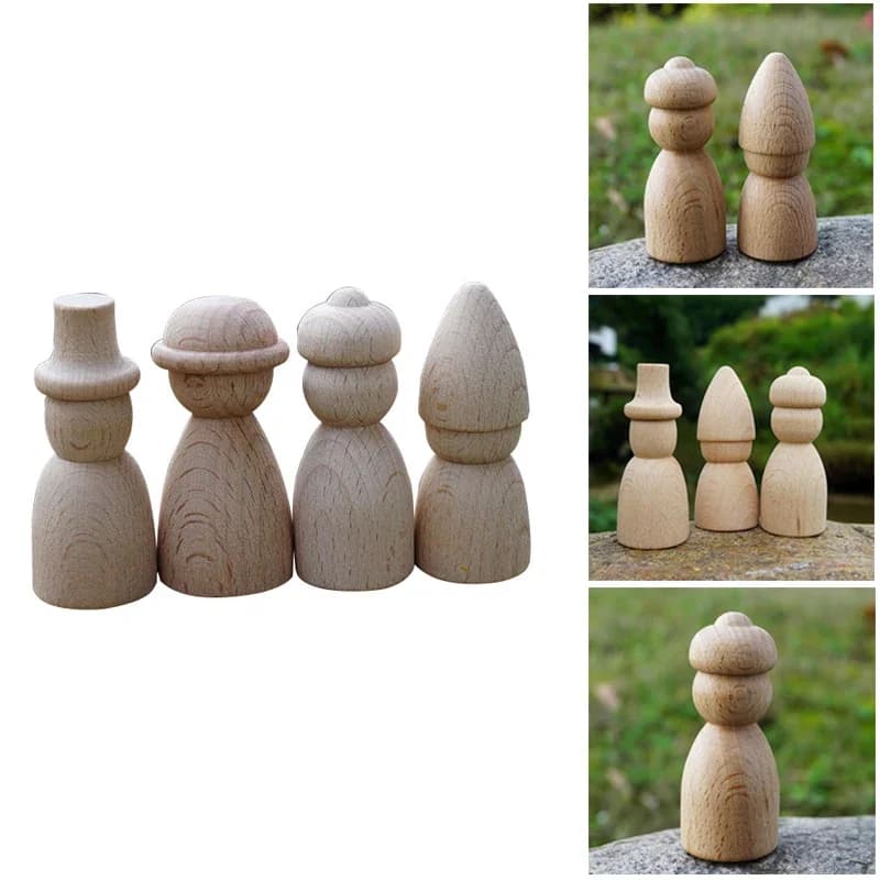 20st Houten Peg Pop Beuken Onvoltooide Houten Vormen Morden Craft Houten Losse Onderdelen DIY Accessoires voor Huisdecoratie