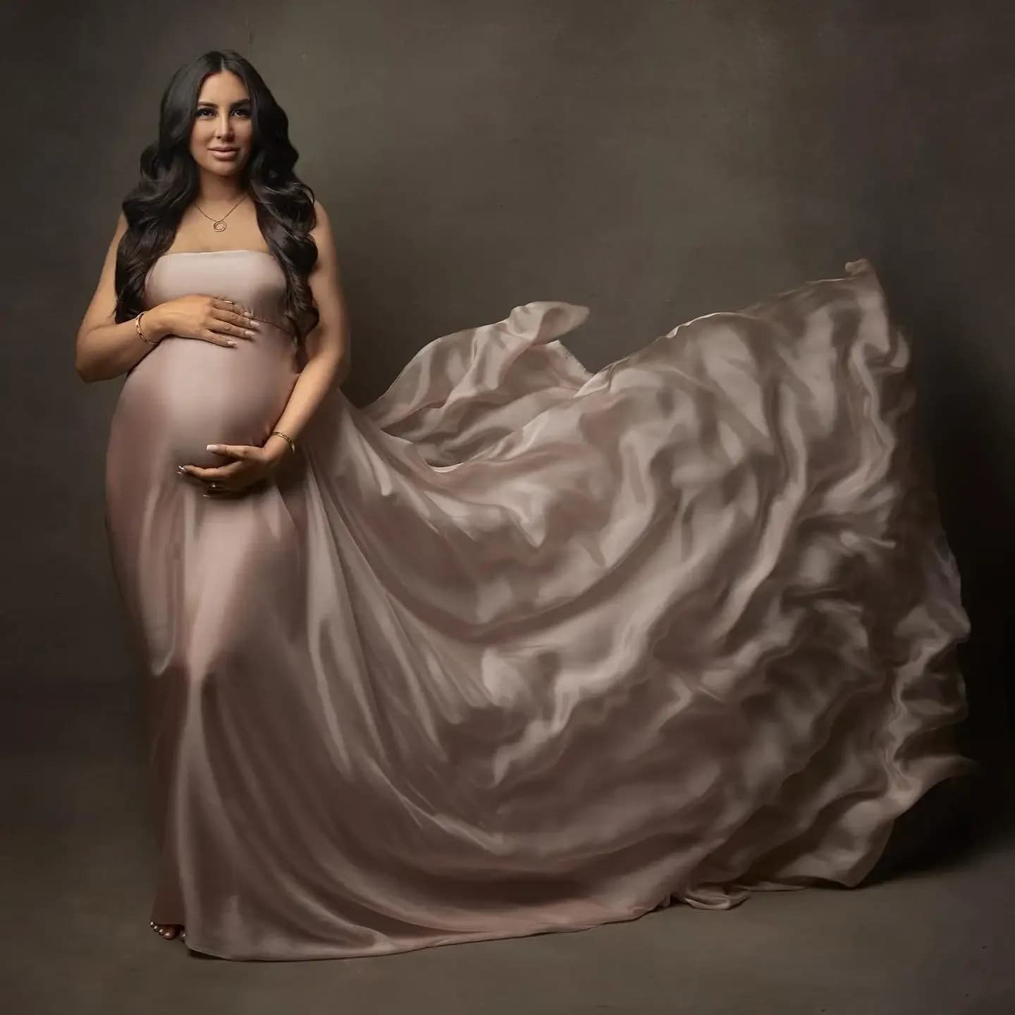 Moederschap Zijde Gown Fotografie Props Gooien Stof Zwangerschap Foto Props Glanzende Glossy Wrap Gooien Gown Fancy Zwangere
