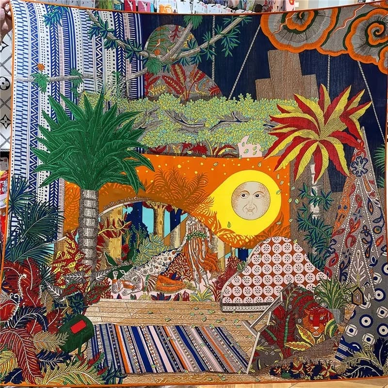 135 Cm Zon Wereld Print Winter Zijde Kasjmier Sjaal Warm Houden Pashmina Vrouwen Vierkante Sjaals Wraps Merk Hijab Sjaal bandana