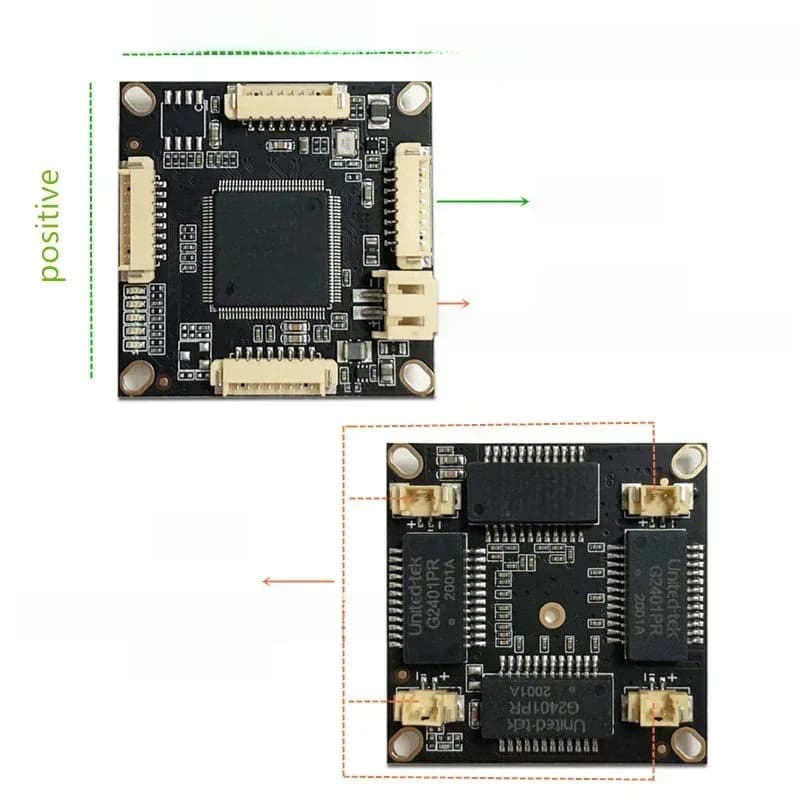 10/100/1000M 4 Poort Gigabit Ethernet Switch Pcba Voor Embedded Geïntegreerde Module Dc 5V 12v1a-3a In Dc Uit Vlan Door Stroom