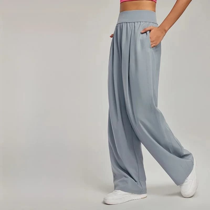 Yogabroek met hoge taille en wijde pijpen voor dames Rechte losse casual broek Ademende lichtgewicht sportbroek voor lente zomer