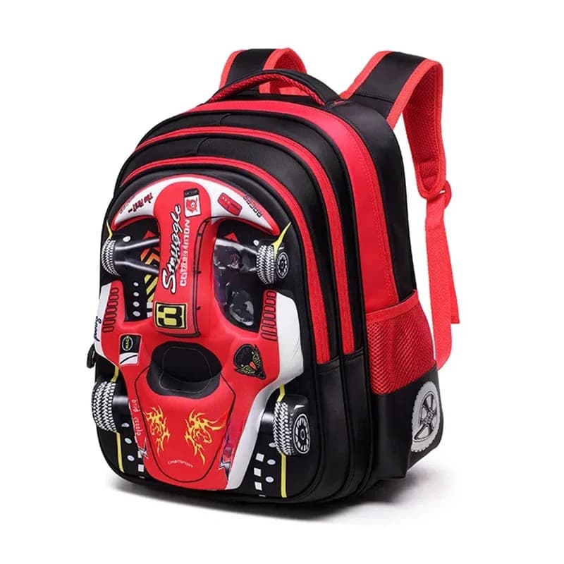 Waterdichte Lichtgewicht 3d Auto Rugzak Kleuterschool Kind Voorschoolse Rugzak Jonge Kinderen Meisje Schooltas Primair Rood Blauw