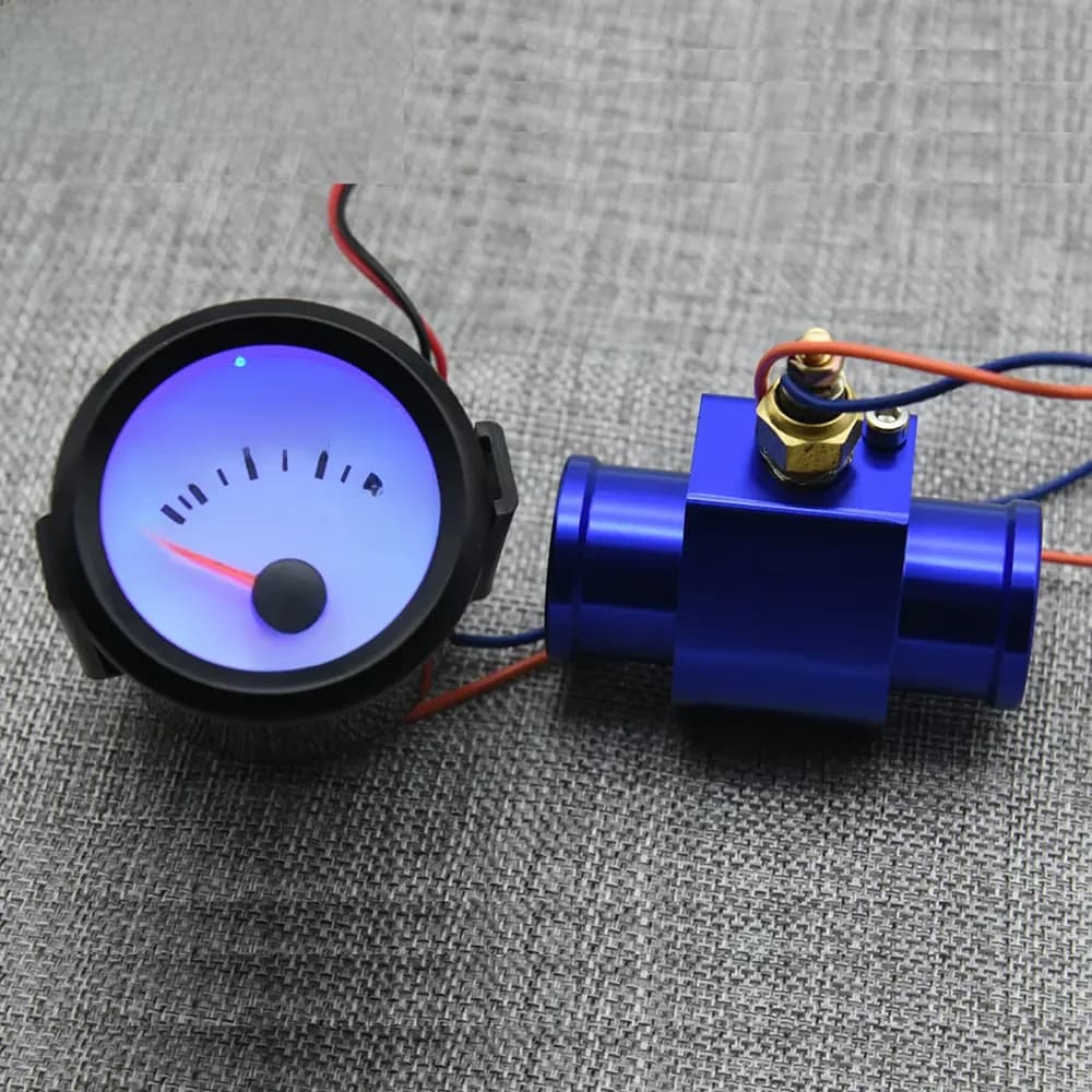 52MM Blauwe LED Backlight 40 ~ 120 Celsius Watertemperatuur Racing Gauge Auto Water Temp Gezamenlijke Pijp Sensor Radiator aangepast