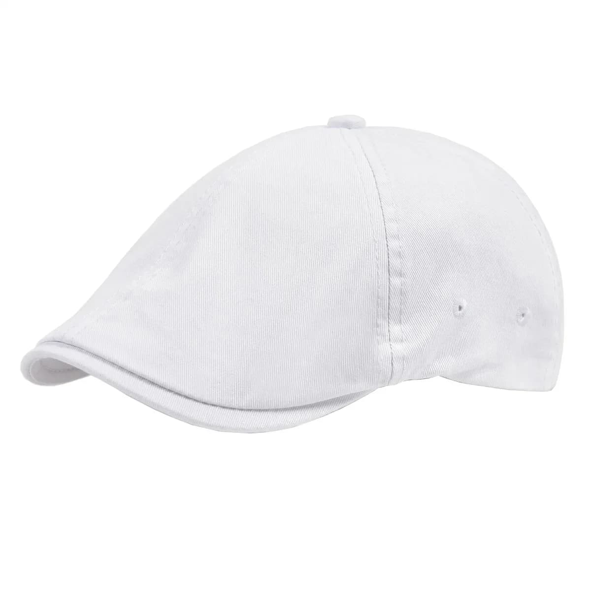 VOBOOM Platte hoed voor heren Klassieke krantenjongenspet Golfpetten Twill Katoen Klassieke klimophoeden Cabbies Hoofddeksel Casual baret Wit