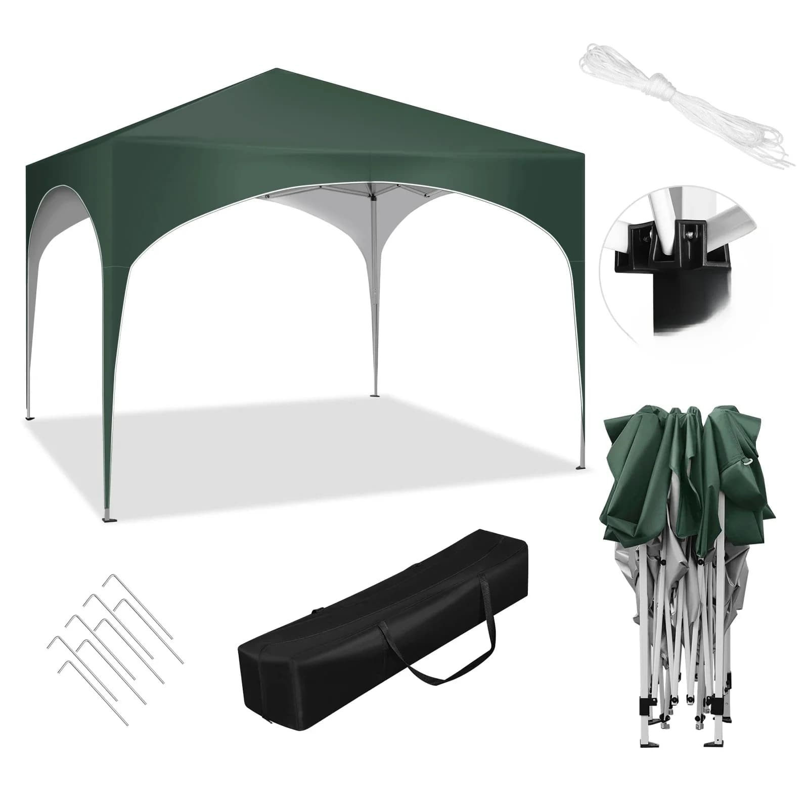 WOLTU Waterdichte Opvouwbare Luifel 3x3m Tuin Gazebo Party Tent Pop-Up Paviljoen met Halve Cirkel Dak voor Outdoor Markt