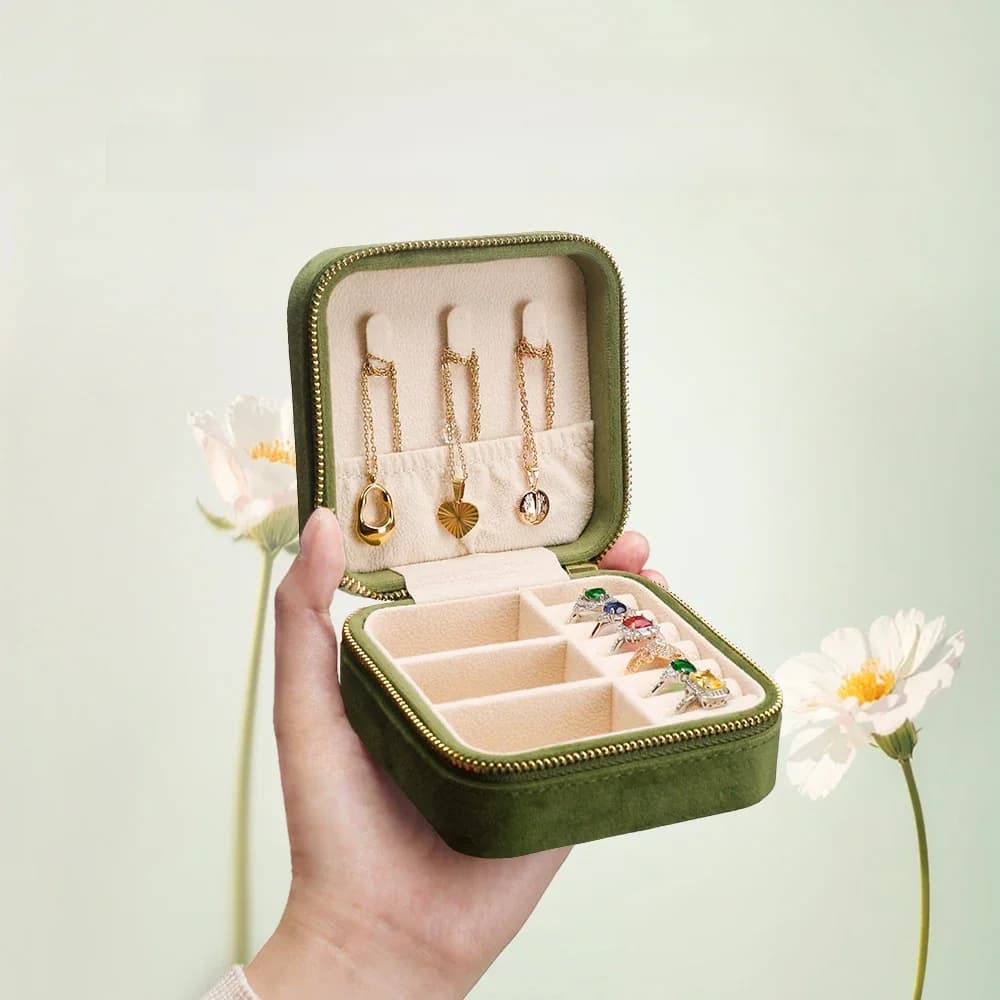 TAIMY Hoge kwaliteit fluwelen mini vintage reizen draagbare meisje aangepast logo sieraden doos sieraden geschenken verpakking opbergdoos