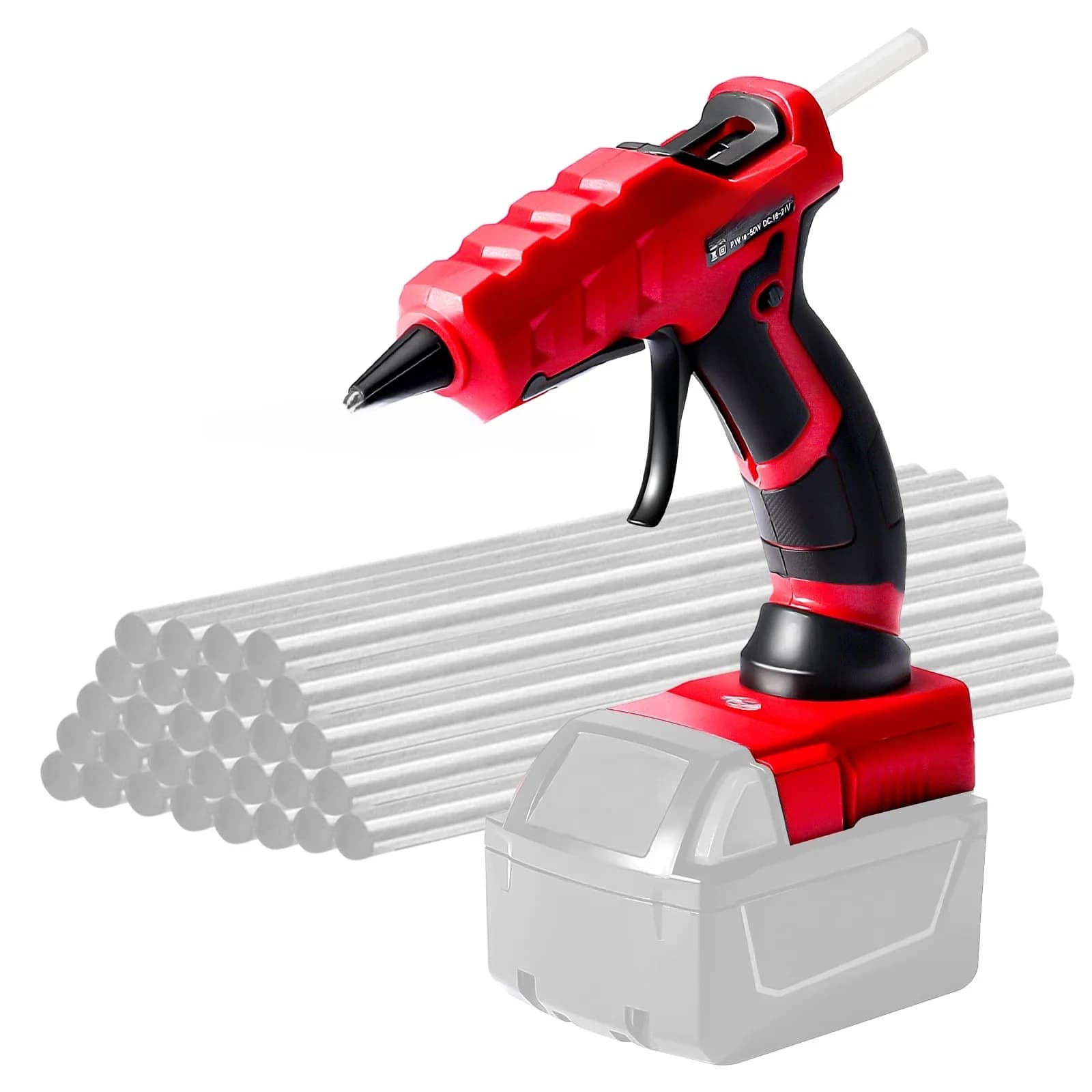 50W draadloos heetlijmpistool voor Milwaukee 18V batterij met 30 stuks 7 mm stokken 30s snel voorverwarmen voor kunst, ambachten en doe-het-zelf (geen