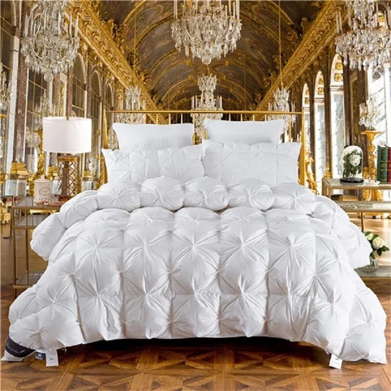 100% Ganzendons Dekbed 3D luxe Gewatteerde Quilt Koning Koningin Full size Trooster Winter Dikke Deken Effen Kleur