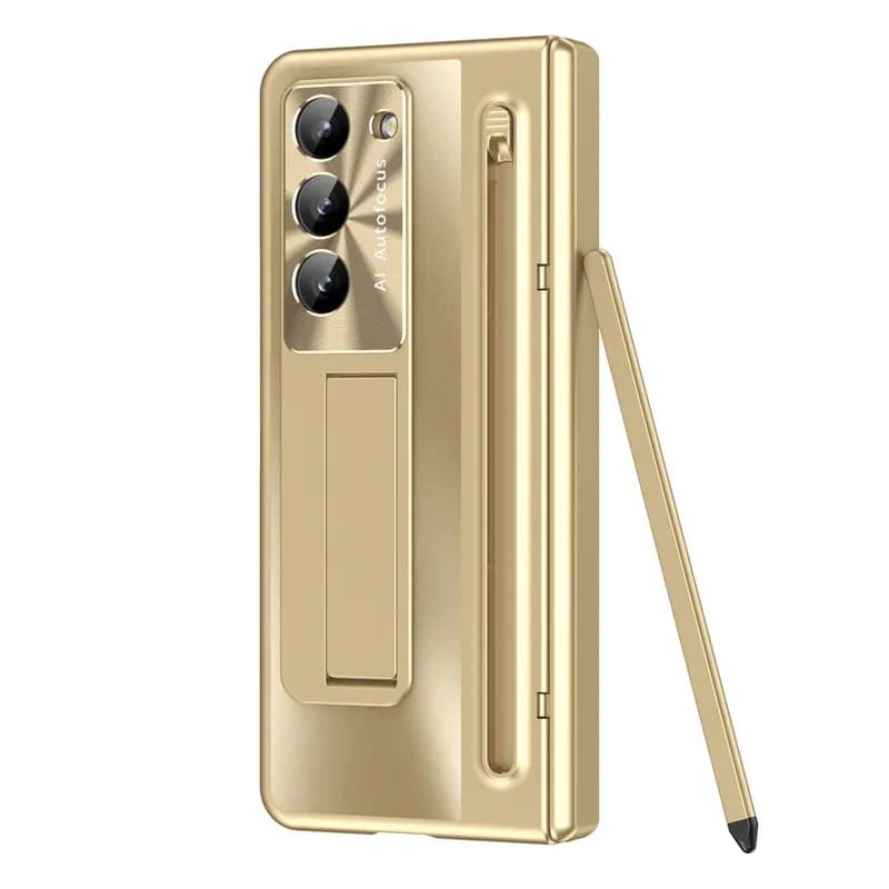 Voor Samsung Galaxy Z Fold 7 6 5 4 360 °   Volledige bescherming scharnier telefoonhoesje gehard glasfilm met aanraakpen opvouwbare houderhoes