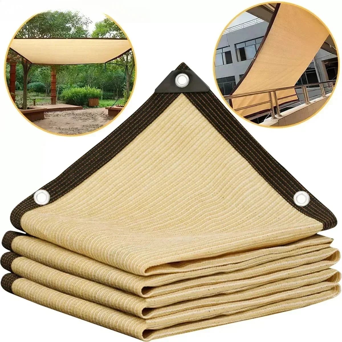 Beige Schaduwnet, UV-Bescherming, Plantenschuur, Zonnescherm Buitenshuis, Mesh, Hdpe Zonnebrandstof Zonnescherm