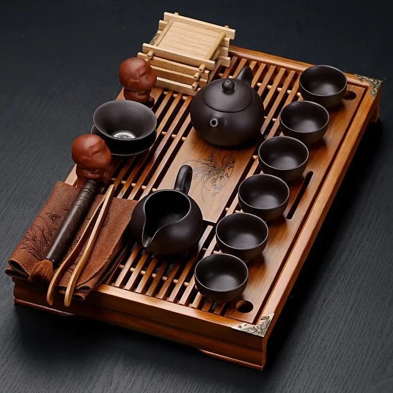 Hot Koop Yixing Keramische Kung Fu Theeservies Massief Houten Thee Dienblad Theepot 27-delig Thee Pak Chinese Theeceremonie