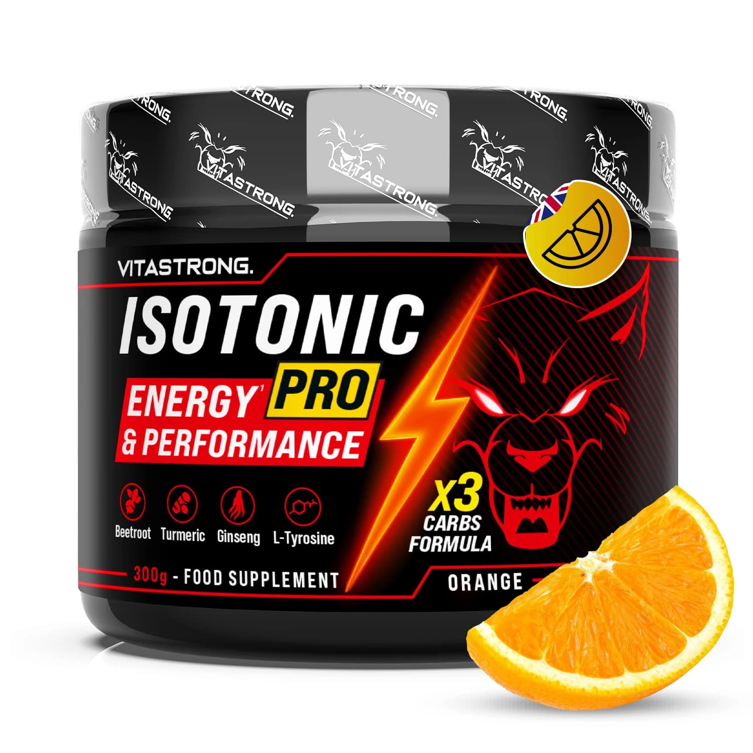 Vitastrong Isotonic PRO Energy & Performance, 300g Smaak Sinaasappel, Poedervoorbereiding voor isotone dranken, met elektrolytes en geselecteerde