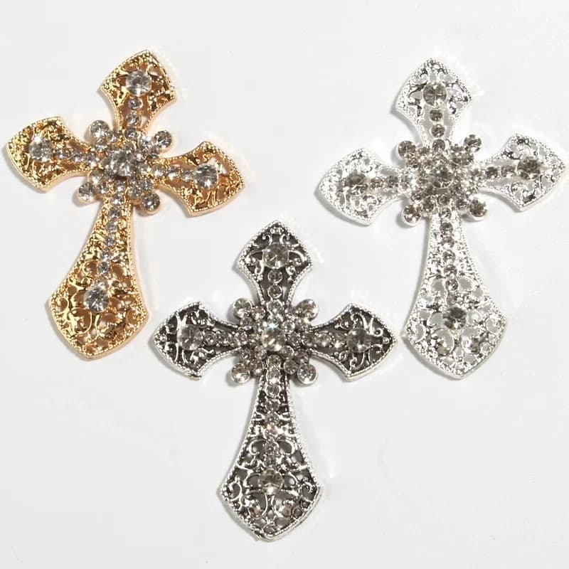 5,5 * 7,1 cm grote chique metaallegering kristallen kruisen versiering uitstekende kwaliteit prachtige kruis strass schoenen sieraden