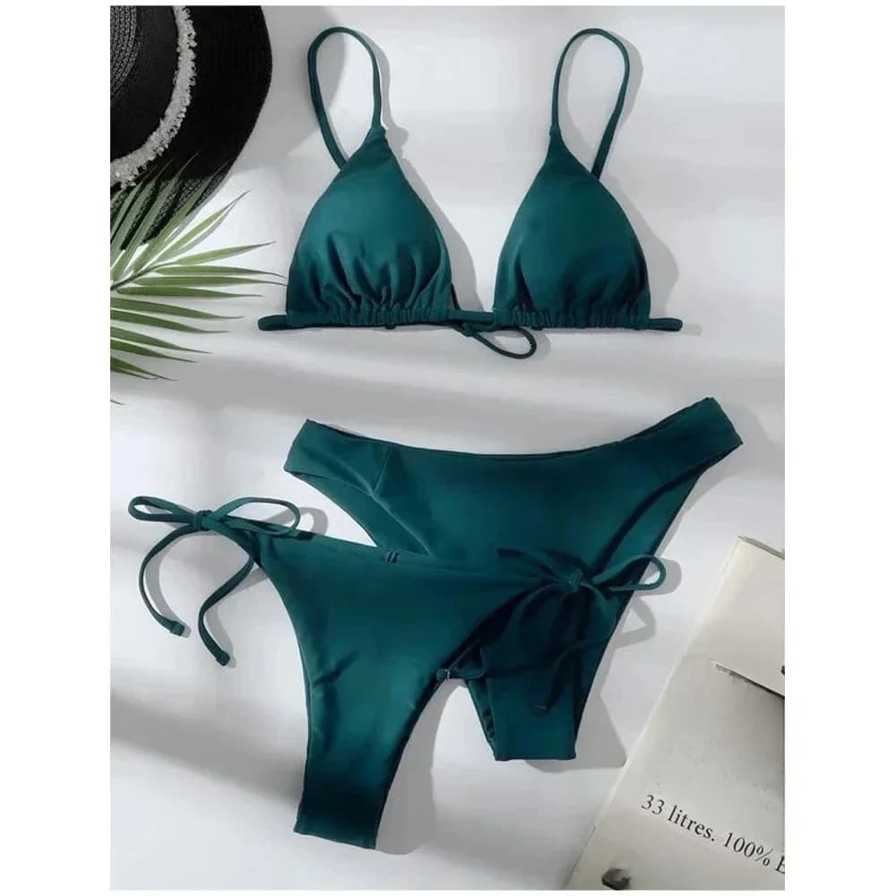 Sexy 3-delige set badmode dames kant-up micro bikini set vrouwelijk effen lage taille badpak beachwear badpak
