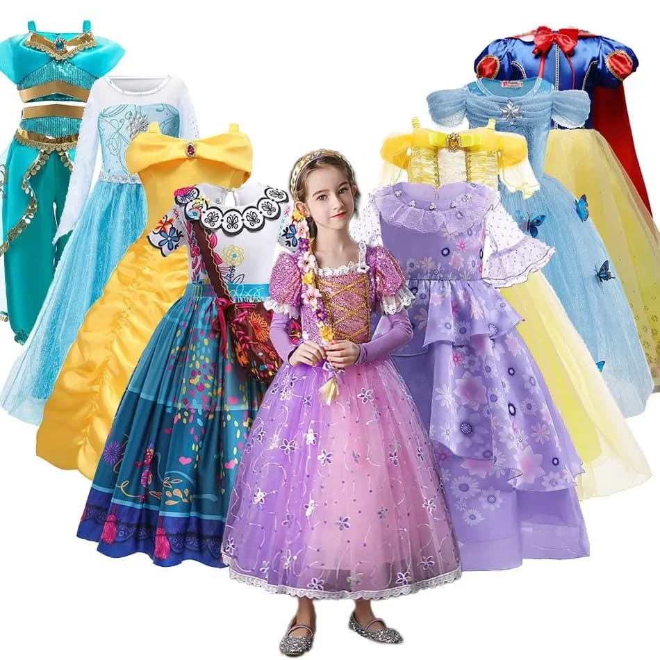 Kid Sneeuwwitje Assepoester Rapunzel Elsa Bella Kostuum Meisje Encanto Mirabel Isabela Carnaval Jurk Kinderen Prinses Avondjurk