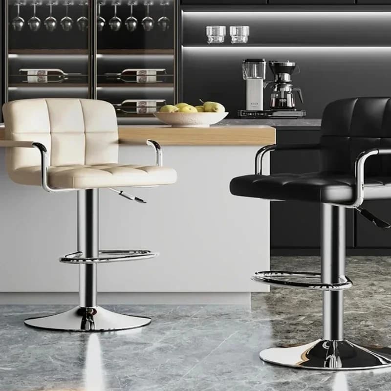 Gestoffeerde Barkrukken 24-Inch Contrahoge Krukken Moderne Keukenstoelen Met Metalen Pu Lederen Krukken
