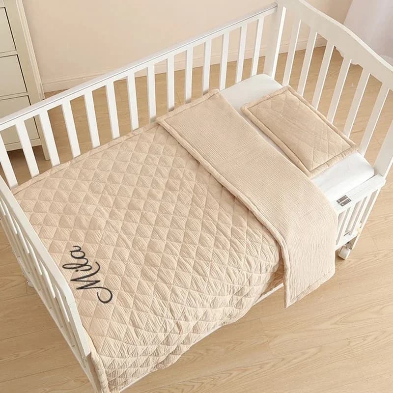 Gepersonaliseerde Naam Custom Mousseline Swaddle Deken Met Kussen Pasgeboren Baby Wrap Baby Quilt Beddengoed Dekbed Baby Baby Spullen