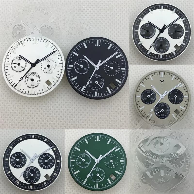 Bliger Vk63 Accessoire 31.5Mm Wijzerplaat Zwart En Wit Groen Grijs Wijzerplaat En Handen Groen Lichtgevende Fit Vk63 Quartz Uurwerk