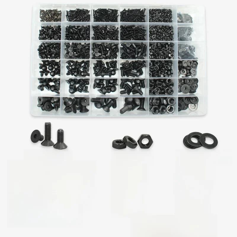 2520 P/set Platte Kop Inbusbout Zwart Grade 10.9 Staal Hexagon Socket Platte Verzonken Kop Schroef Bout Moer wasmachine Kit