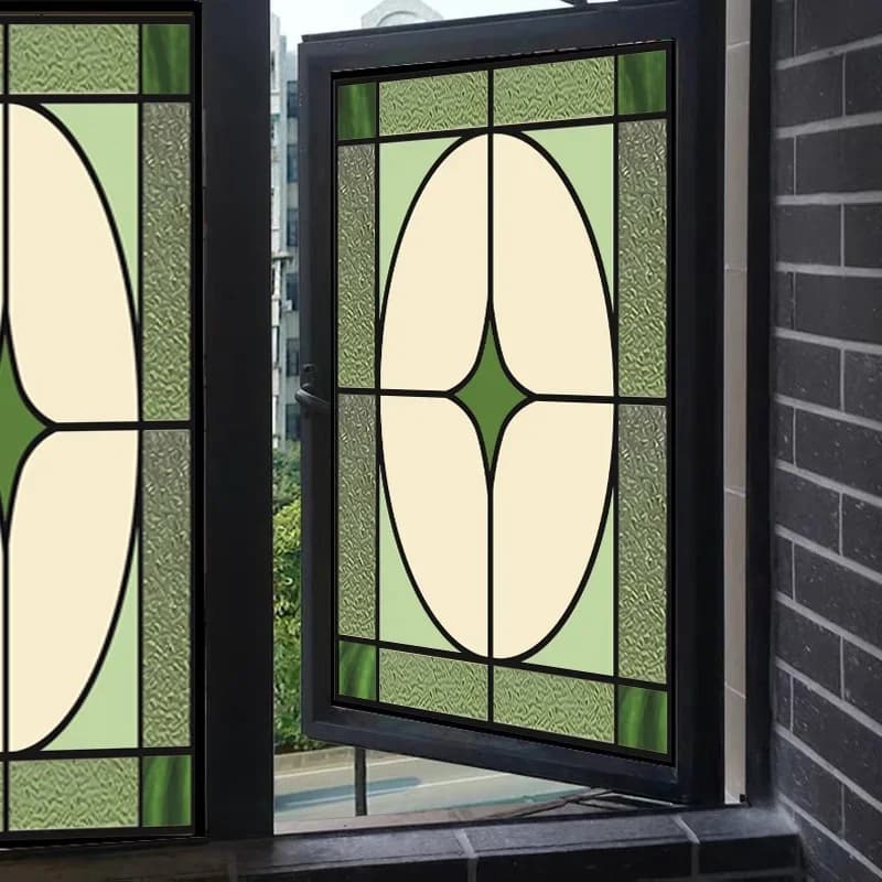 Aangepast formaat glas-in-loodfilm Niet-klevende elektrostatische vastklampende vintage retro sticker voor badkamer balkon vensterglas