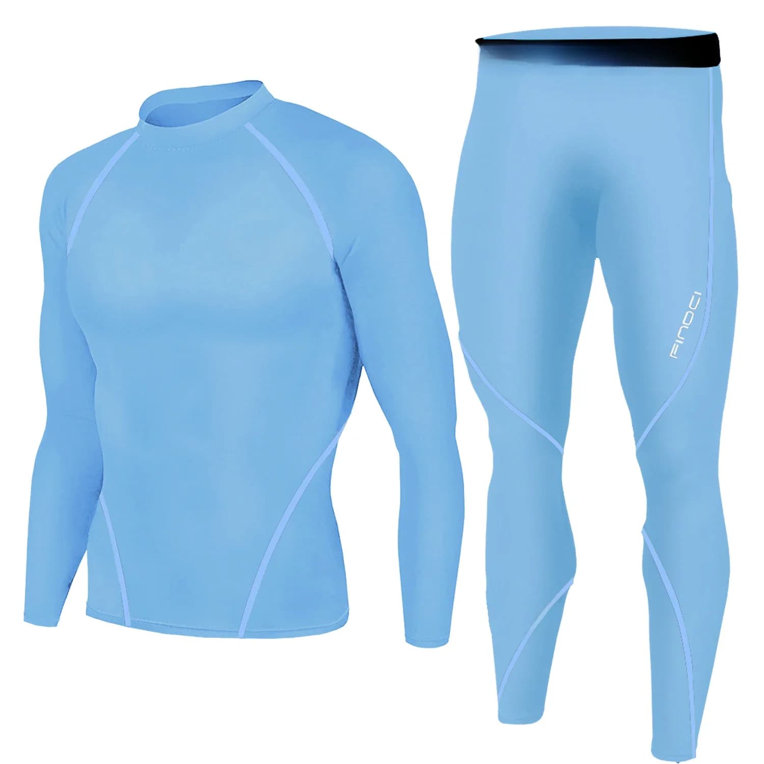 Findci Sporthardloopset voor heren Compressieshirt + broek Huiddicht Lange mouwen Sneldrogend Fitness Trainingspak Gym Yogapakken