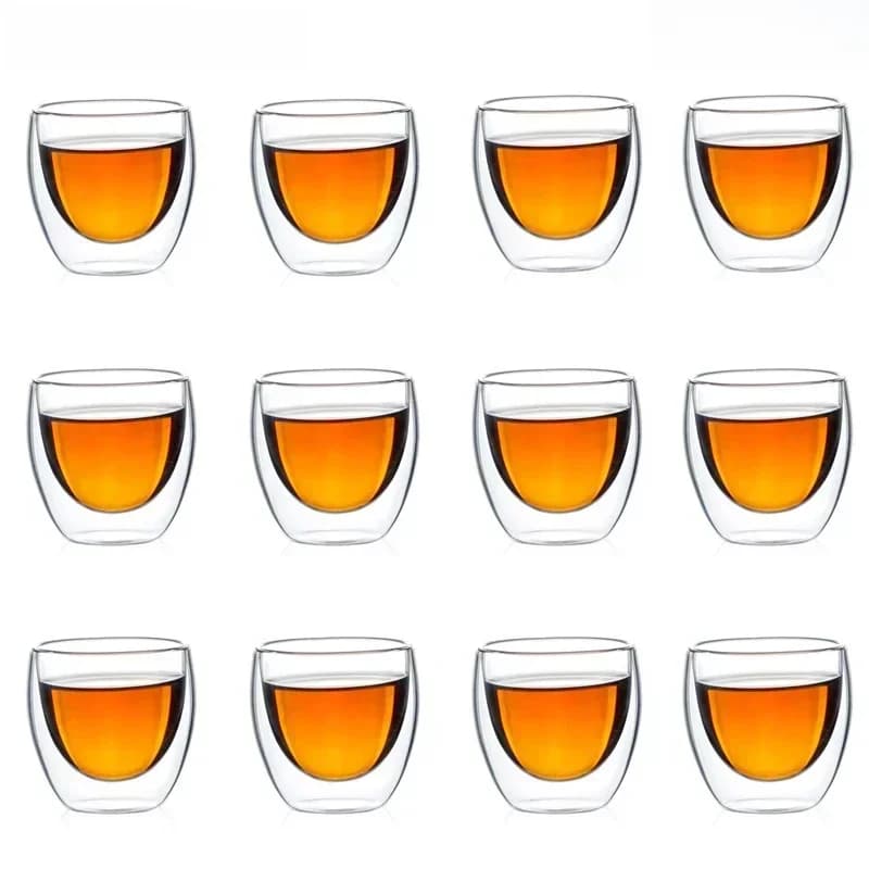 80 ML/150 ML 2-18 STUKS Dubbelwandige Glazen Kung Fu Theekop Transparante Koffie Melk Water Mok Hoge Borosilicaatglas Drinkware Theeservies