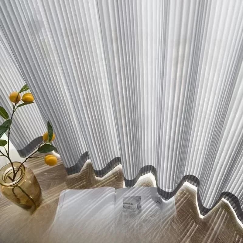 Grey Tulle Gordijnen Jaloezieën Stijl Voor Woonkamer Gestreepte Verticale Sluier Slaapkamer Sheer Gordijn Home Decor Custom Size