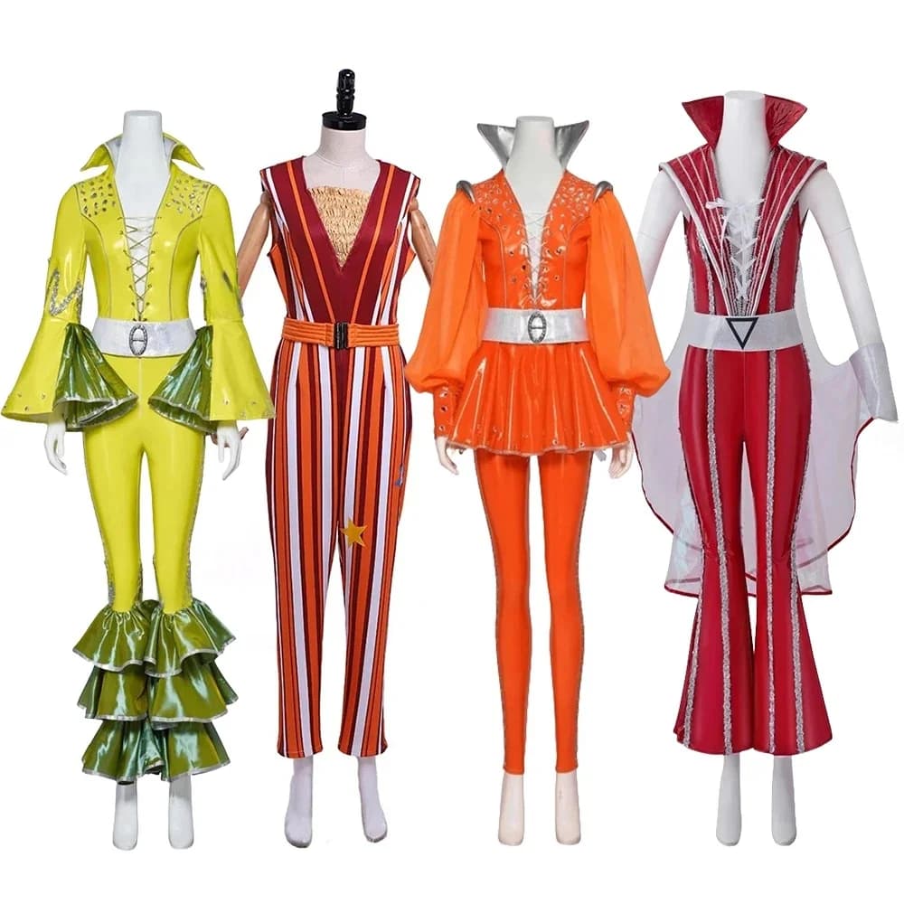 Muzikale Mamma Mia Cosplay Disco Jumpsuit Here We Go Again Kostuum Deluxe dansoutfit voor dames Stage Performance Hippie-jurk