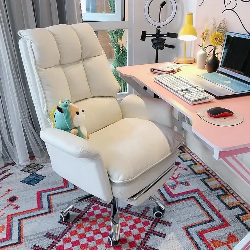 Nieuwe Witte Gaming Stoel Comfortabele Zachte Sofa Stoel Slaapkamer Computer Stoel Meisjes Live Gamer Stoel Lederen Bureaustoel Meubels