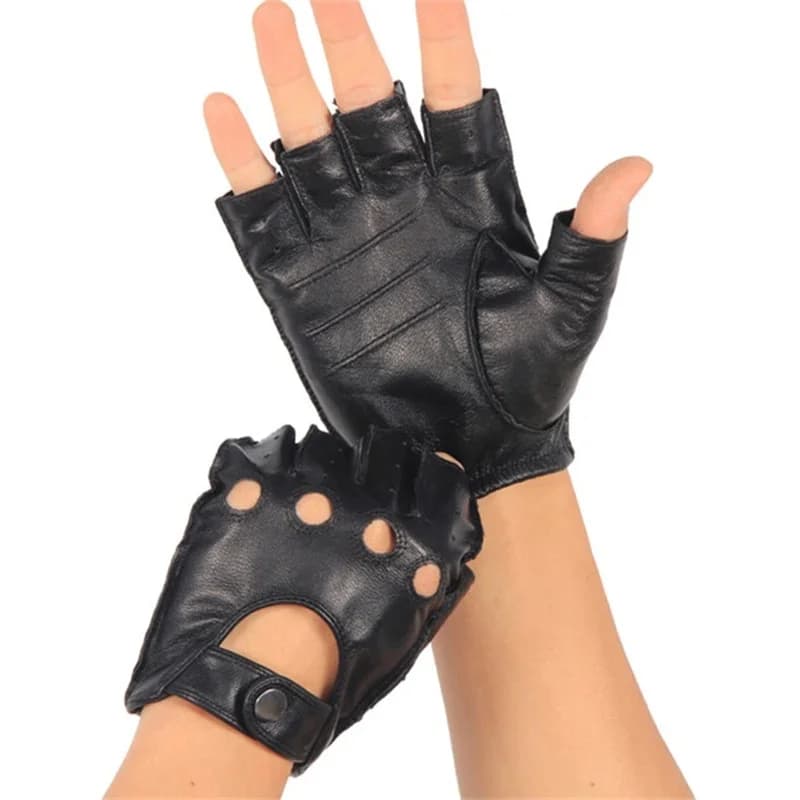 Hoge Kwaliteit Echt Leer Semi-Vinger Handschoenen Mannelijke Dunne Antislip Ademend Rijden Geitenleer Halve Vingers Mannen wanten NAN7-2