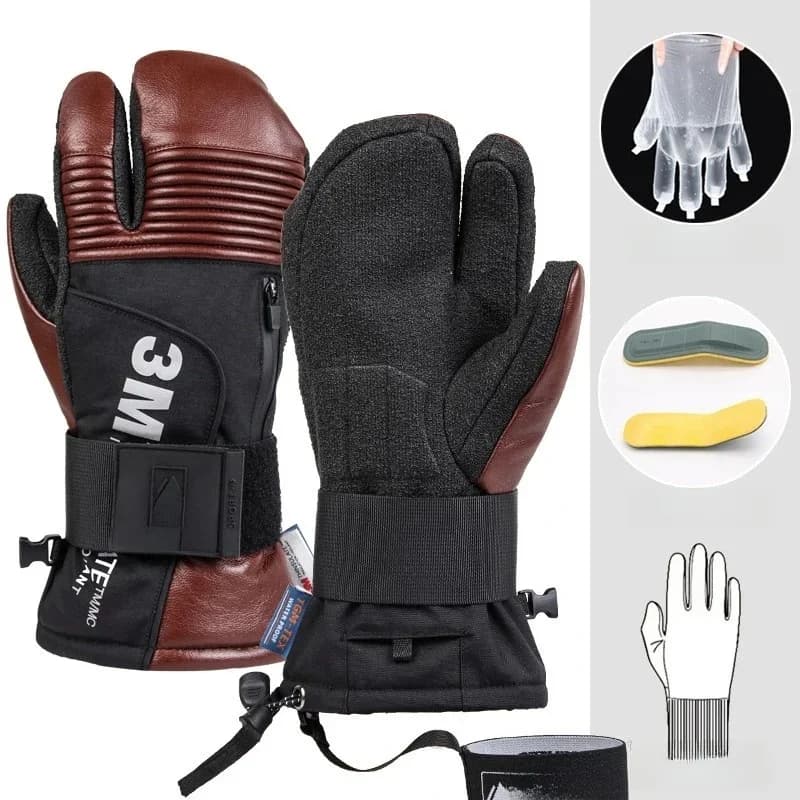ski-snowboardhandschoenen waterdicht professioneel winter heren professionele alpine snowboardhandschoenen met polsbescherming met polsbescherming