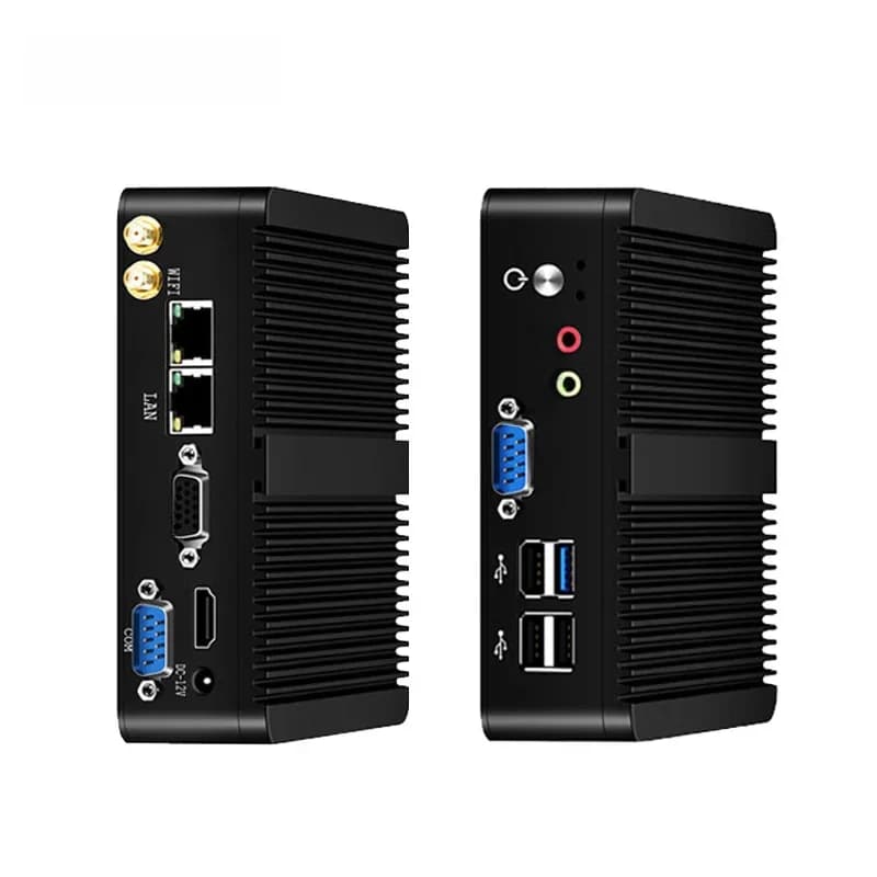 BEBEPC Mini-pc zonder ventilator Intel Celeron J6412 J1900 N2830 Dual LAN Windows 10 4-core industriële mini-desktopcomputer COM WiFi HTPC