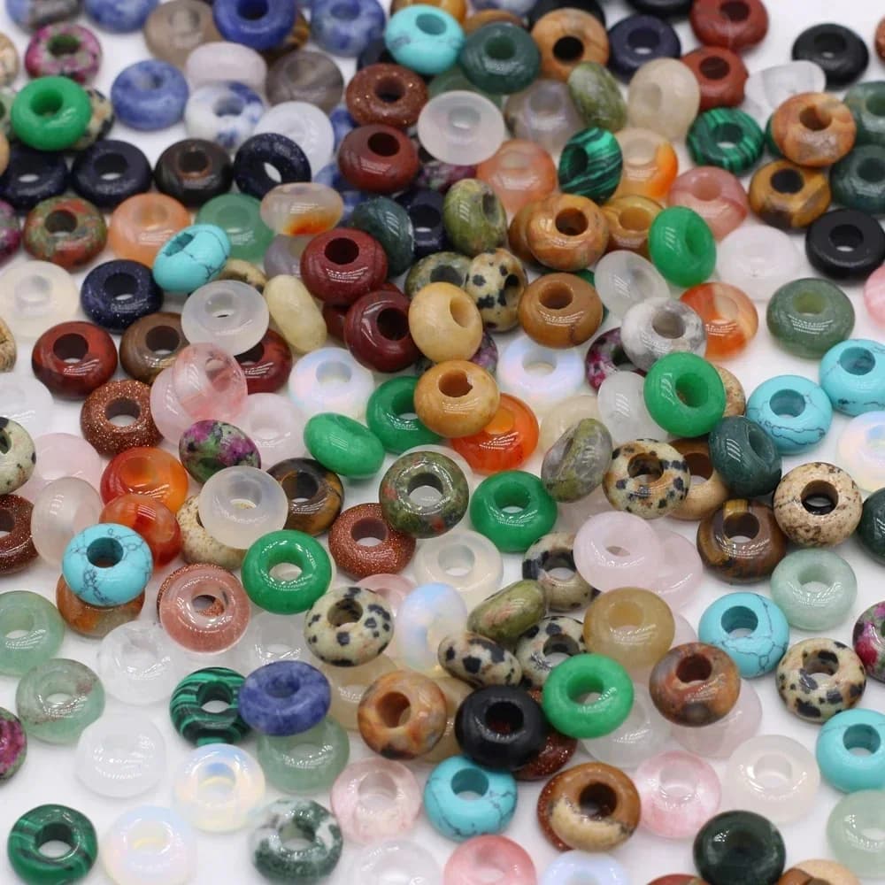 Groothandel 100 stks Natuursteen Kralen Big Hole Abacus Vorm Agts Stenen Kralen voor Maken Sieraden Ketting Gat 4mm Maat 5x10mm
