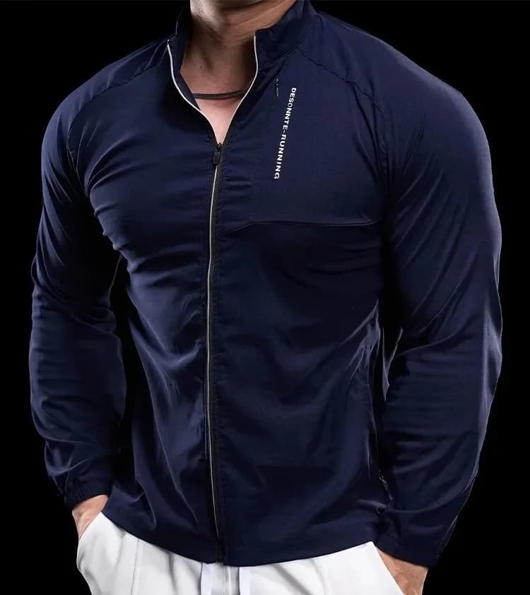 Herfst Heren Buiten Sneldrogend Jack Gymsport Hardlooptraining Fitness Bodybuilding Sportkleding Waterdichte Zakjack Met Rits