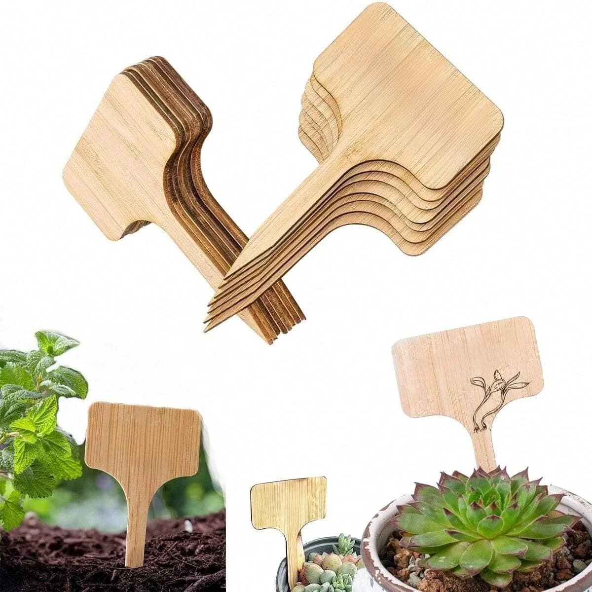 20-100 Stuks Houten Plant Etiketten Plant Tags T-Type Tuin Marker Voor Planten Groente Zaailingen Naam teken Outdoor Handgeschreven Tags