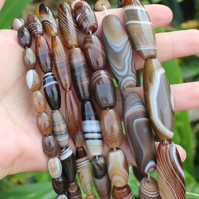 6-50mm Natuurlijke Koffie Botswana Agaat Koffie Kleur Streep agaat Ovale kralen 15 "/38 cm, voor DIY Sieraden maken!