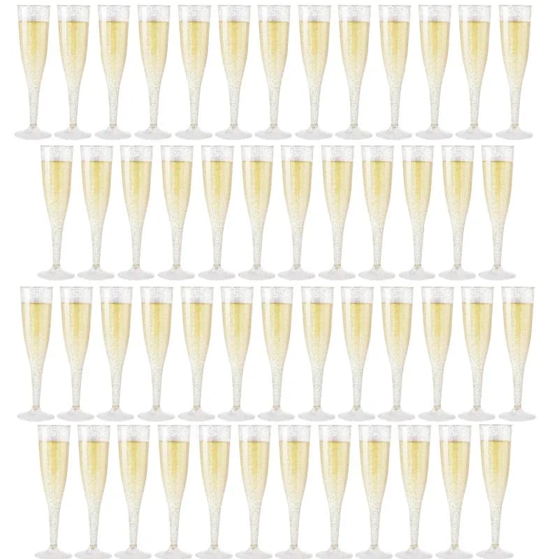 25/50 Stuks Clear Champagne Fluiten 5 Oz Plastic Glitter Champagne Fluiten Herbruikbare Stemmed Party Wijn Kopjes Kristal Wijn cocktail Cups