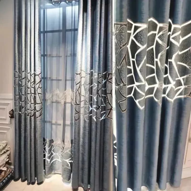 Europese luxe gordijnen voor woonkamer semi-verduisterende tule premium crack geometrische aangepaste eetkamer slaapkamer woondecoratie bruin